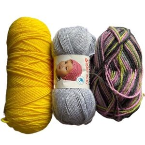 Yellow, Gray, and Multicolor Yarn Set